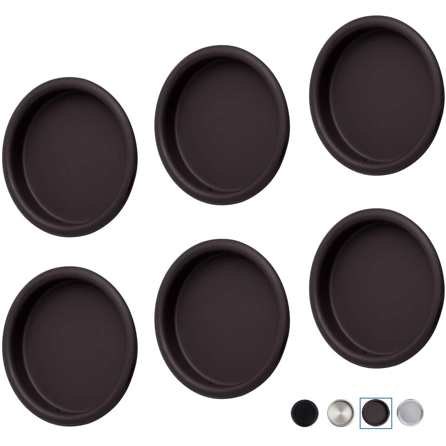 Enconker 6 Pack Closet Door Finger Pull 2-1/8"", Oil Rubbed Bronze Round Insert Bypass Closet Door Handle Sliding Door Hardware, Easy Snap-In Installation, No Nails Needed