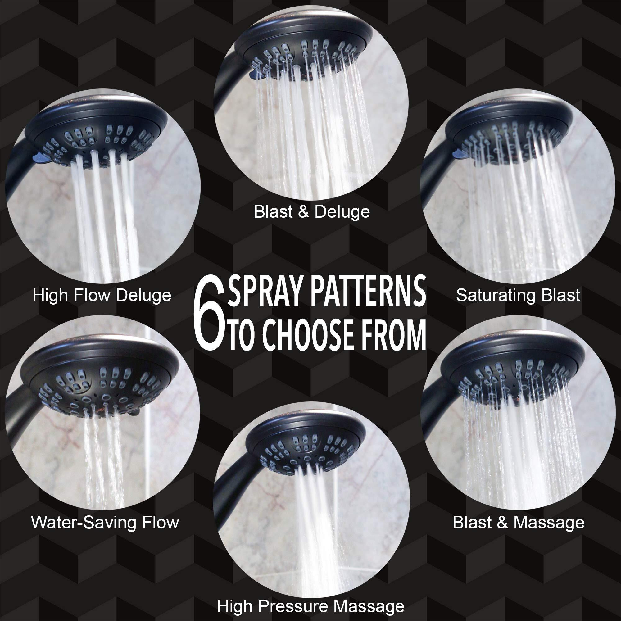 6 Function Handheld Shower Head Kit - High Pressure, Removable Hand Held Showerhead With Hose & Mount And Adjustable Rainfall Spray, 1.8 Gpm - Oil-Rubbed Bronze & California Certified