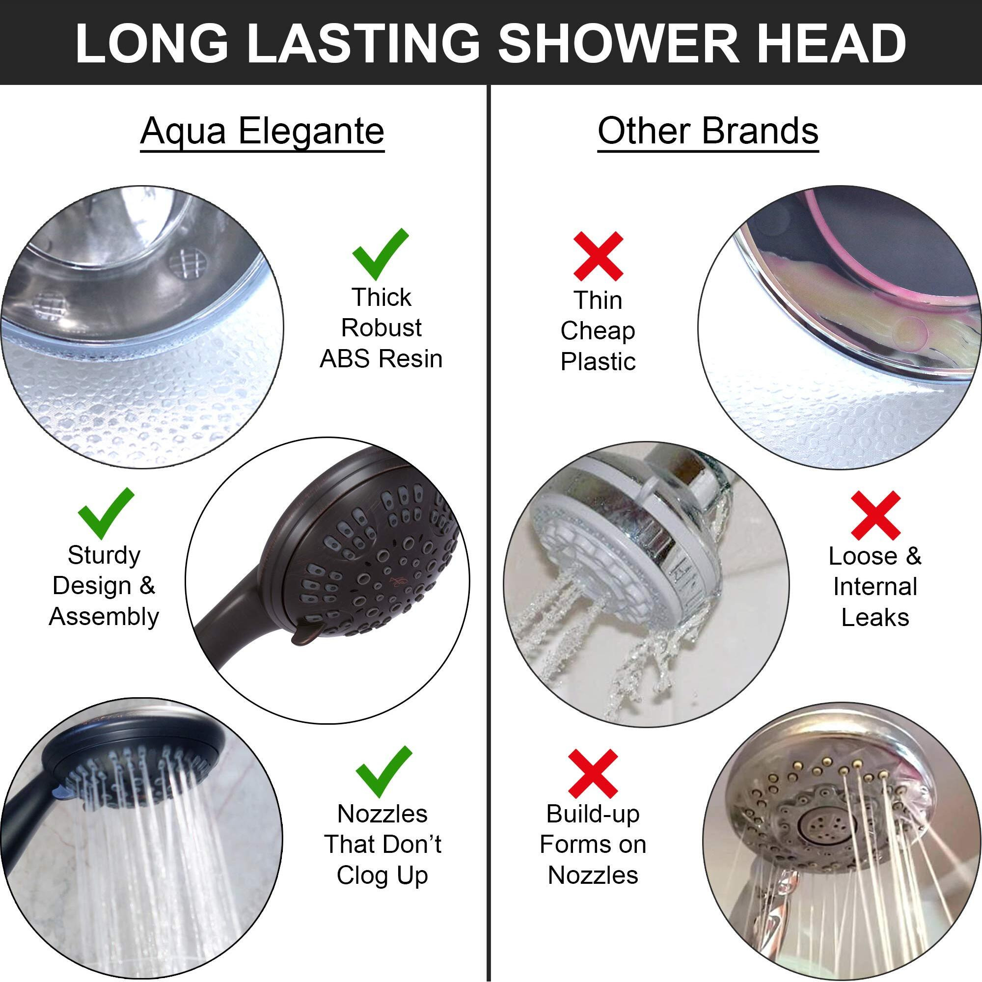 6 Function Handheld Shower Head Kit - High Pressure, Removable Hand Held Showerhead With Hose & Mount And Adjustable Rainfall Spray, 1.8 Gpm - Oil-Rubbed Bronze & California Certified