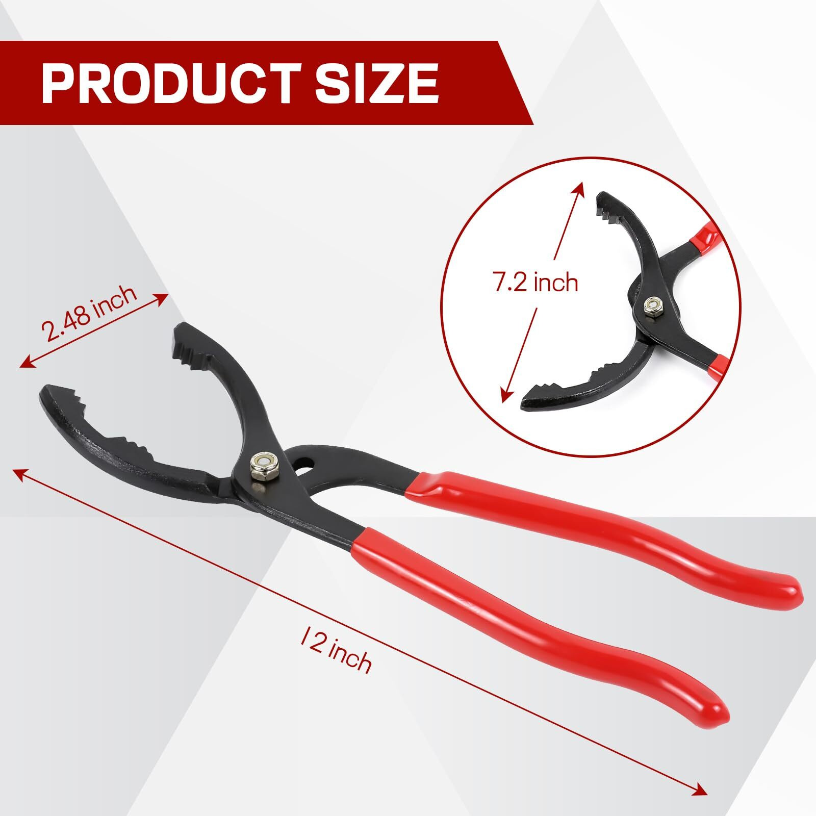 Wogomz 12"" Adjustable Oil Filter Pliers, Oil Filters Removal Specialty Tool, 3-Position Oil Filter Wrench Removal Tool For 50-150Mm Engine Filters, Conduit, Fittings, Car Accessories