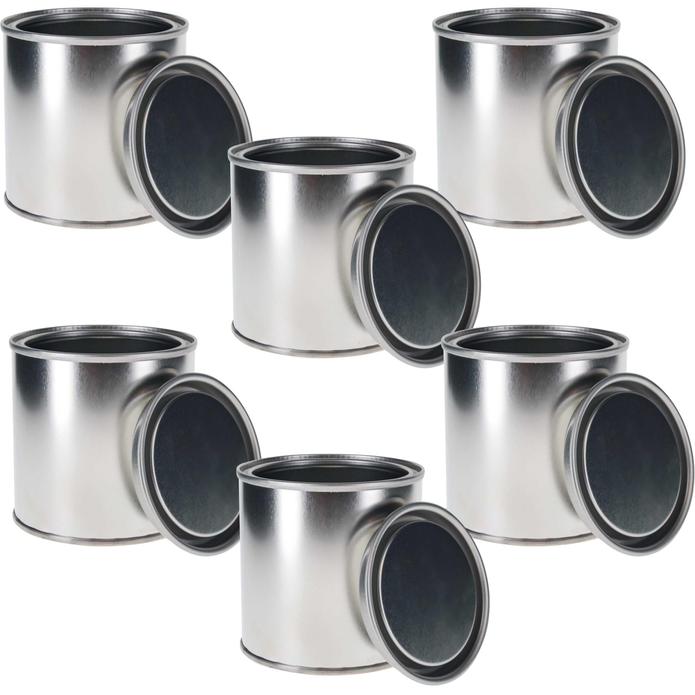 Master Elite Small 1/2 Pint Unlined Empty Metal Paint Can Bucket With Lids, Pack Of 6 - Triple Tight Lid Seal, 8 Fl. Oz. Steel Coating Storage Container Tin - Store Oil-Based Paint, Art, Diy Crafts