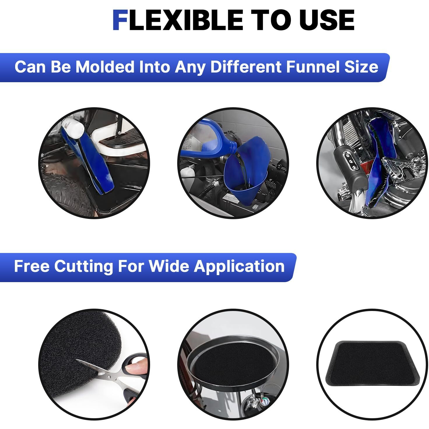 Forccord Flexible Oil Funnel&Oil Drain Splash Pad, Reusable General Oil Change Draining Tool, Flexible Oil Draining Tools For Oil Change, Changing Oil Transmission Drain Pan For Replace Accessories