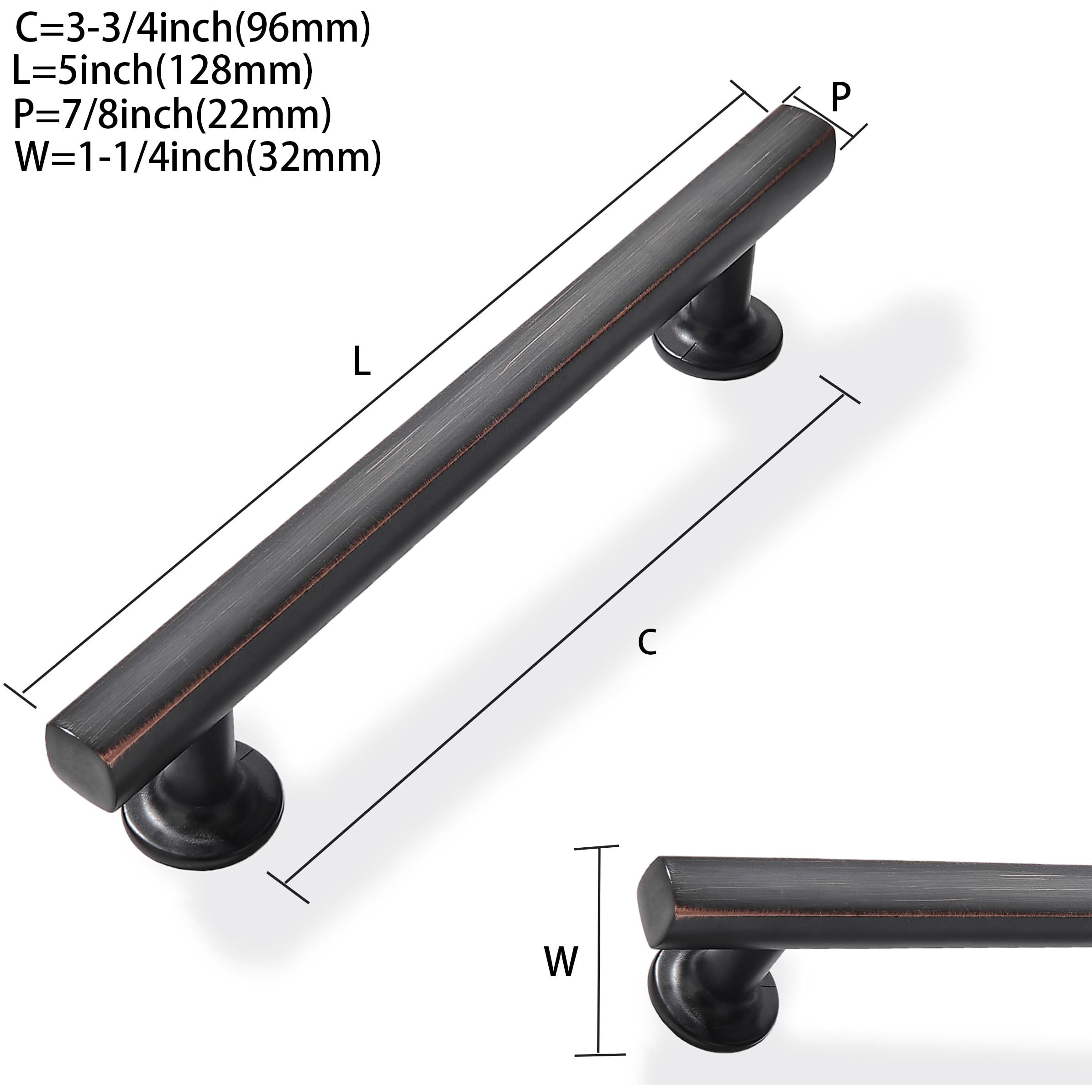 Zauyx 10 Pack Oil Rubbed Bronze 3.75 Inch Hole Center Cabinet Pulls Kitchen Cabinet Handles Solid Square Pulls For Kitchen Cabinet Door Handles Arch Dresser Handles For Cabinets And Drawers