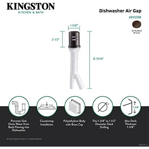 Kingston Brass K811Orb Trimscape Air Gap For Dish Washer, Oil Rubbed Bronze , Oil-Rubbed Bronze
