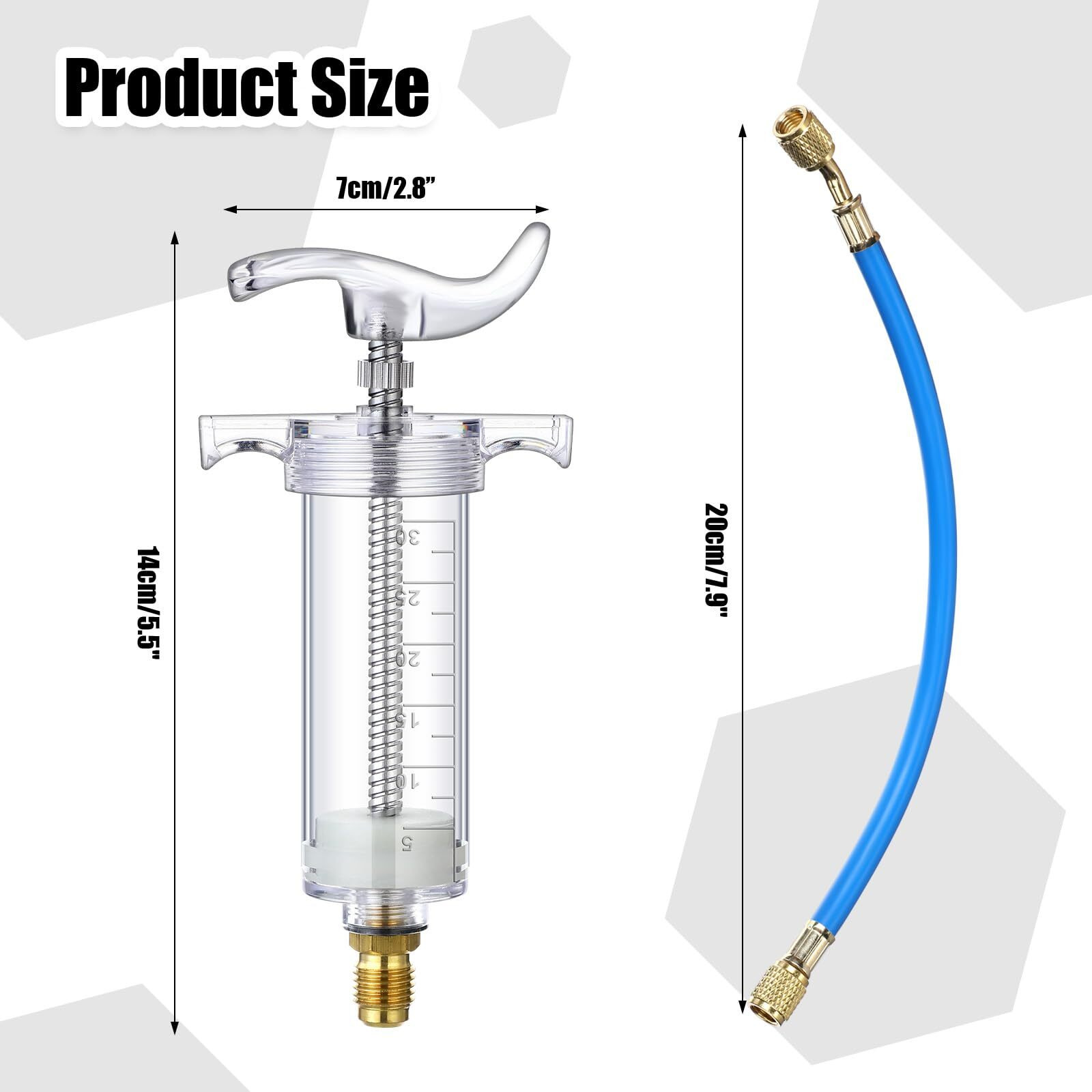 Tellegloww Oil And Dye Injector Kit 1/4"" Sae With Sae R134A Oil Injector R1234Yf Low Side Quick Coupler R410A Split Adapter Compatible With R134A R22 R12 R1234Yf, Hand Push Compressor Manual 1Oz/30Ml