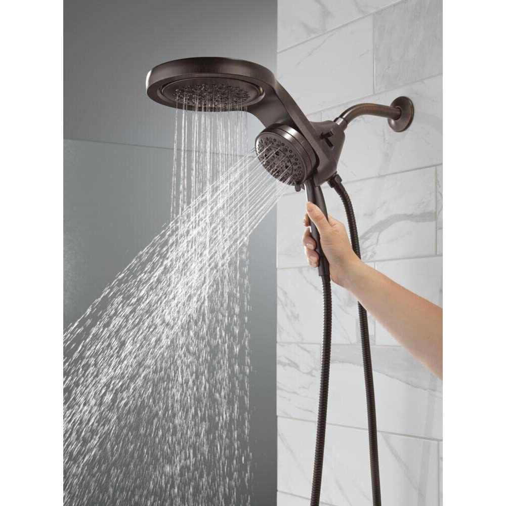 Delta Faucet Hydrorain 5-Spray H2Okinetic Dual Shower Head With Handheld Spray, Oil Rubbed Bronze Shower Head With Hose, Handheld Shower Heads, 1.75 Gpm Flow Rate, Venetian Bronze 58680-Rb