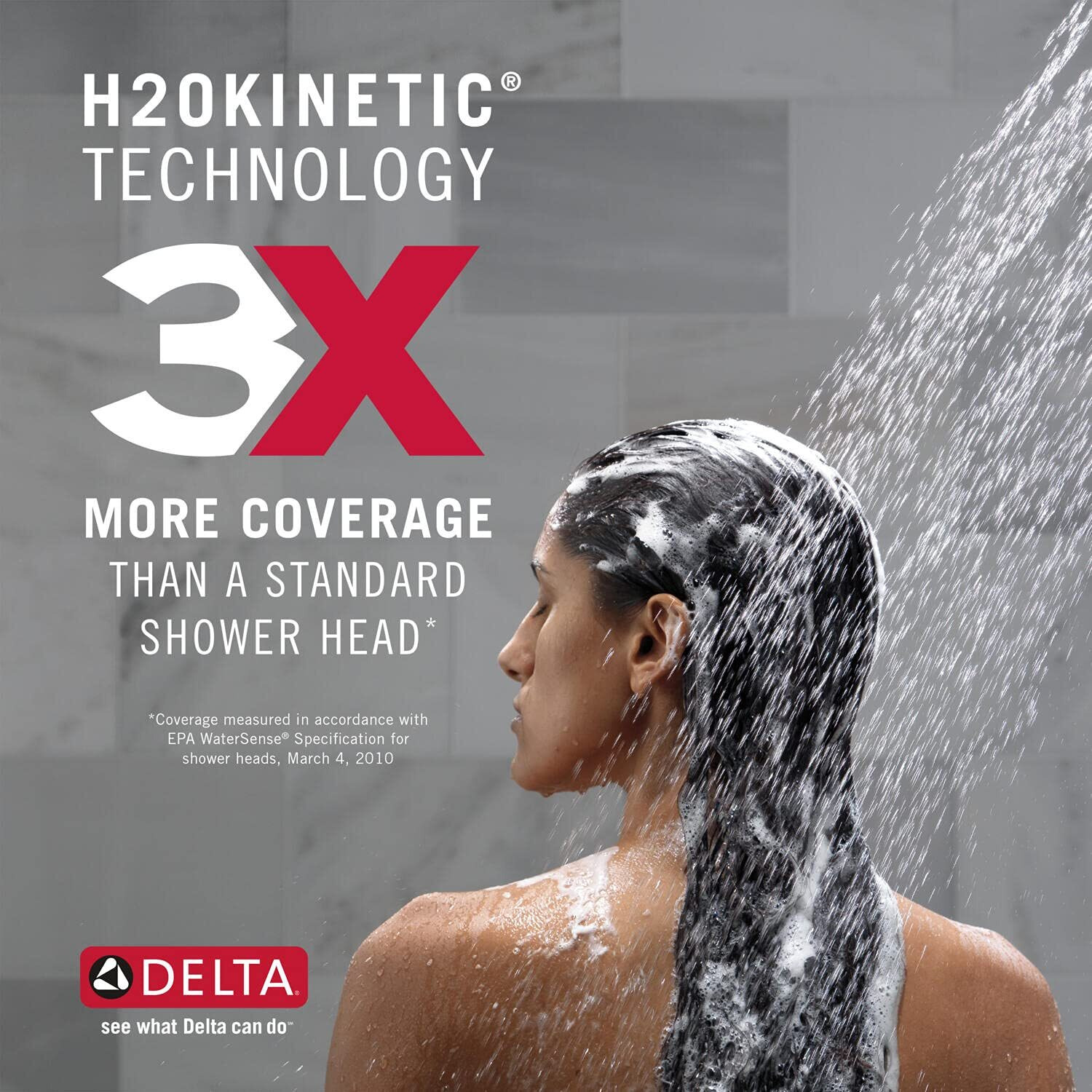 Delta Faucet Hydrorain 5-Spray H2Okinetic Dual Shower Head With Handheld Spray, Oil Rubbed Bronze Shower Head With Hose, Handheld Shower Heads, 1.75 Gpm Flow Rate, Venetian Bronze 58680-Rb