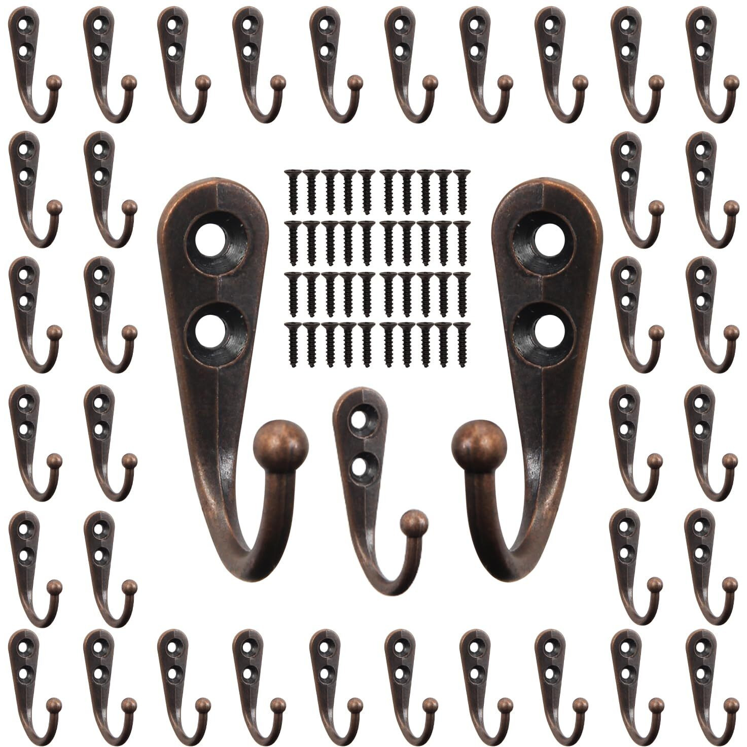 Pozean 40 Pack Wall Hooks For Hanging, Heavy Duty Small Coat Hooks Wall Mounted For Living Room, Bathroom, Kitchen, Bedroom For Key, Cup, Bag, Hat, Scarf, And More (Oil Rubbed Bronze)