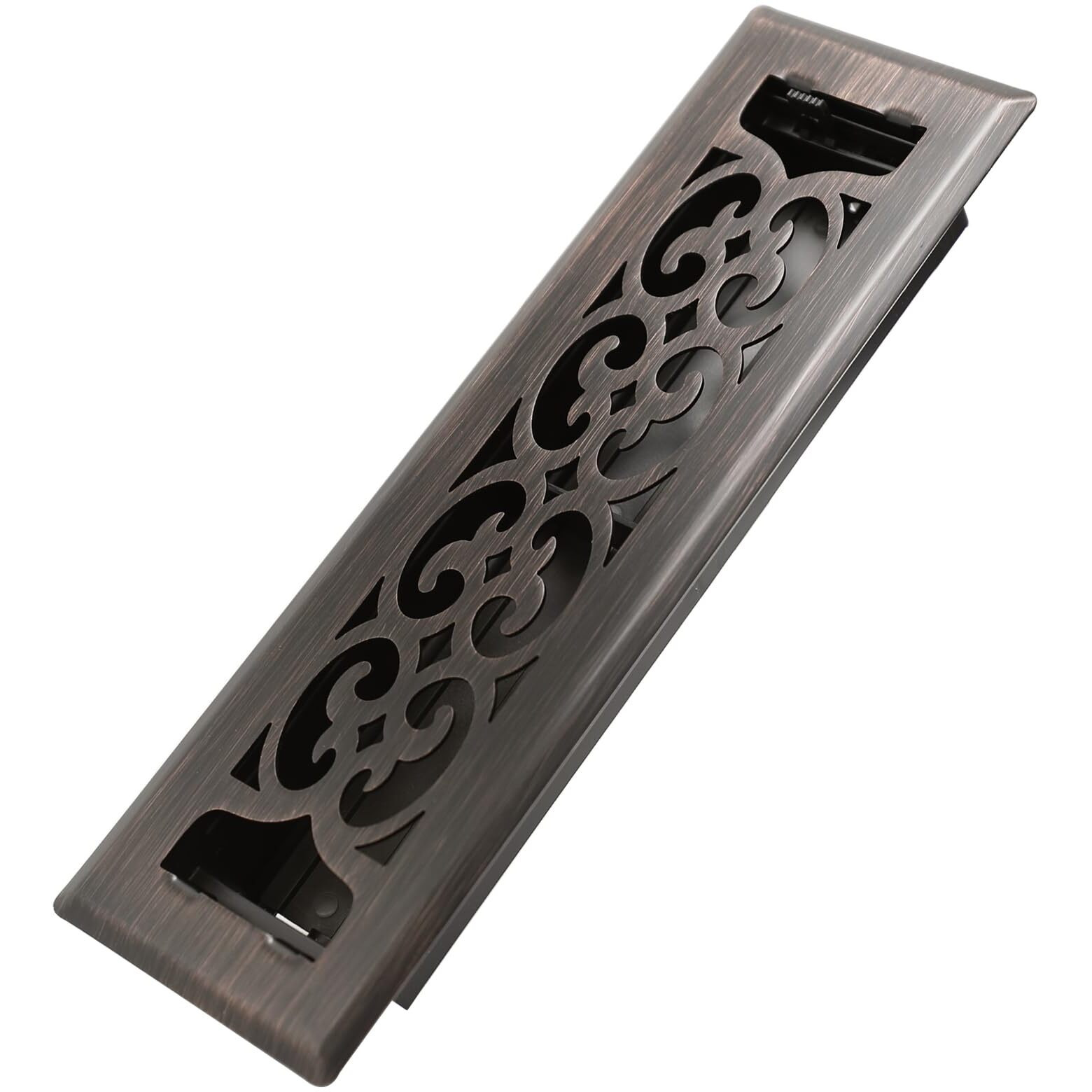 Howeall 2X10 Inches Heavy Duty Walkable Floor Register Easy Adjust Air Supply Lever Floor Vents - Charlotte Design - Vent Cover For Home Floor - Oil Rubbed Bronze