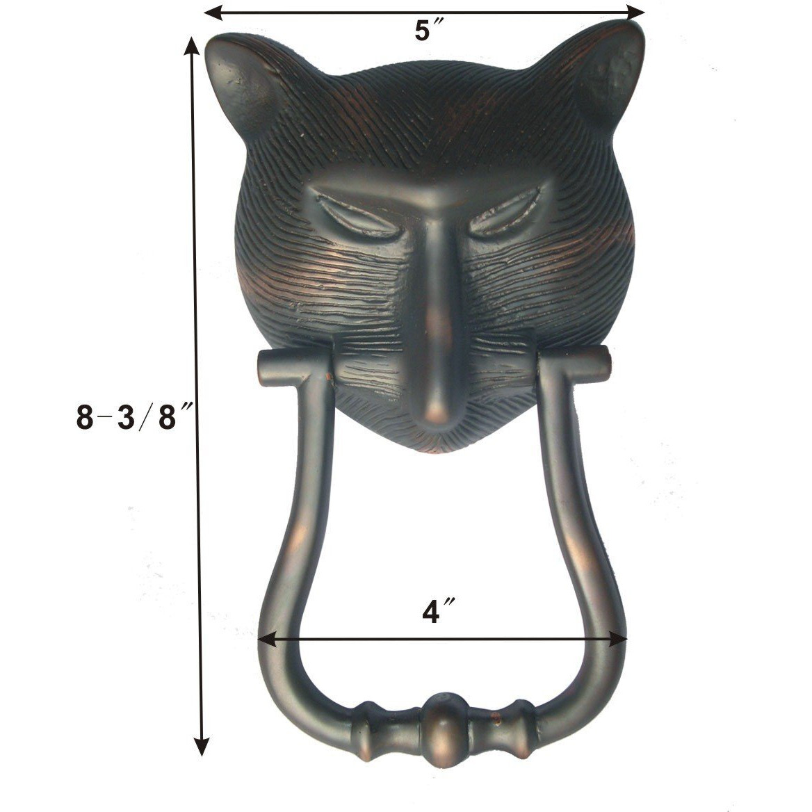 Brass Pharaoh Cat Head Front Door Knocker 8.4"" H Oil Rubbed Bronze Finish Loud Entry Door Metal Knockers For Animal Cat Lovers Includes Mounting Hardware Renovators Supply Manufacturing