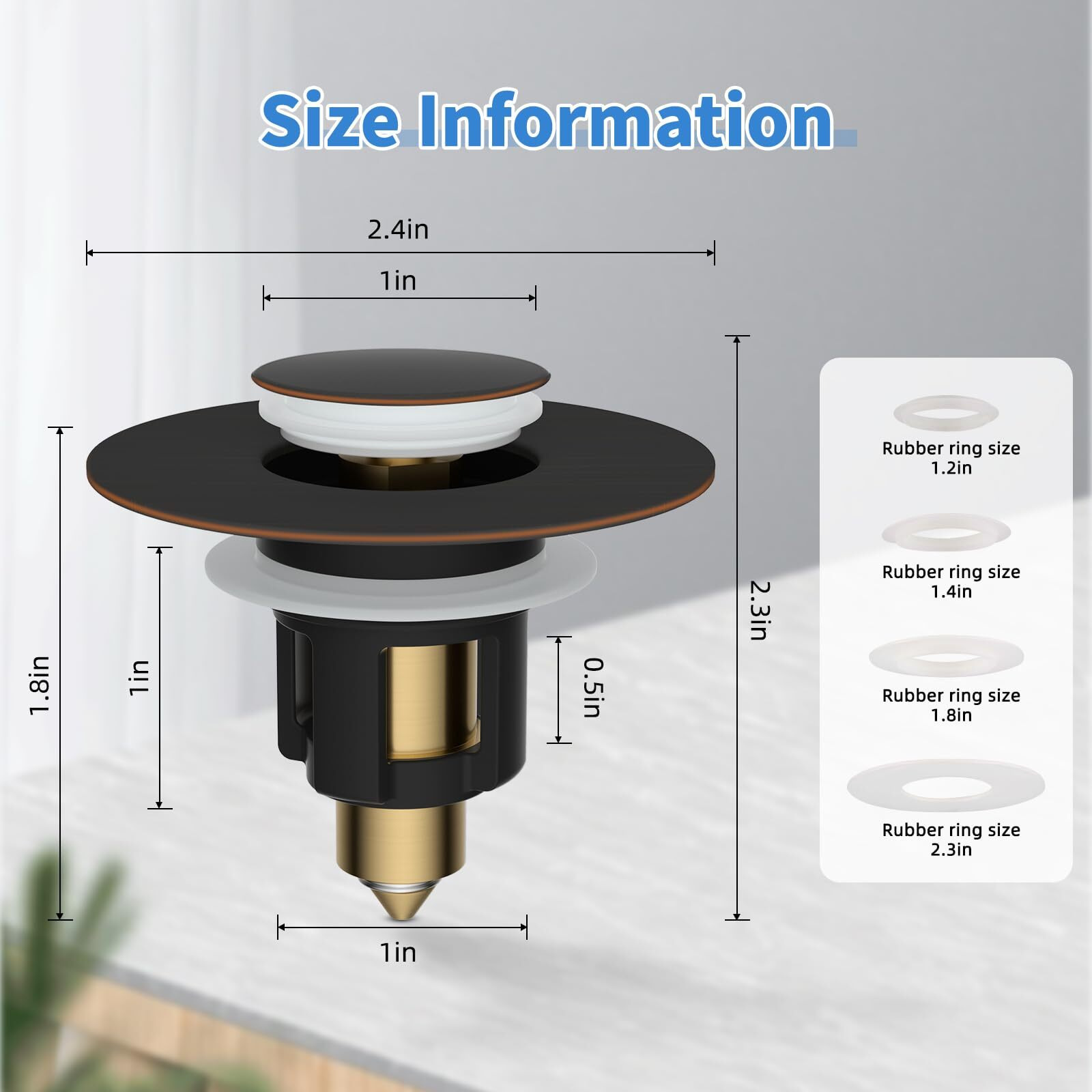Ifealclear Metal Universal Bathroom Sink Stopper, Upgraded Stainless Steel Sink Drain Strainer For 1.1''~2.36"" Basin Pop Up Drain Strainer, Anti-Clogging Filter Basket, Oil Rubbed Bronze