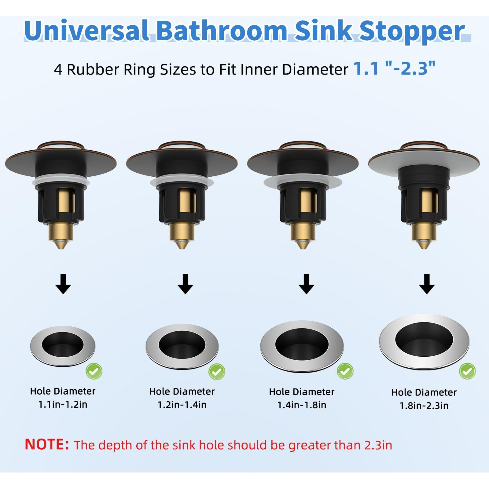 Ifealclear Metal Universal Bathroom Sink Stopper, Upgraded Stainless Steel Sink Drain Strainer For 1.1''~2.36"" Basin Pop Up Drain Strainer, Anti-Clogging Filter Basket, Oil Rubbed Bronze