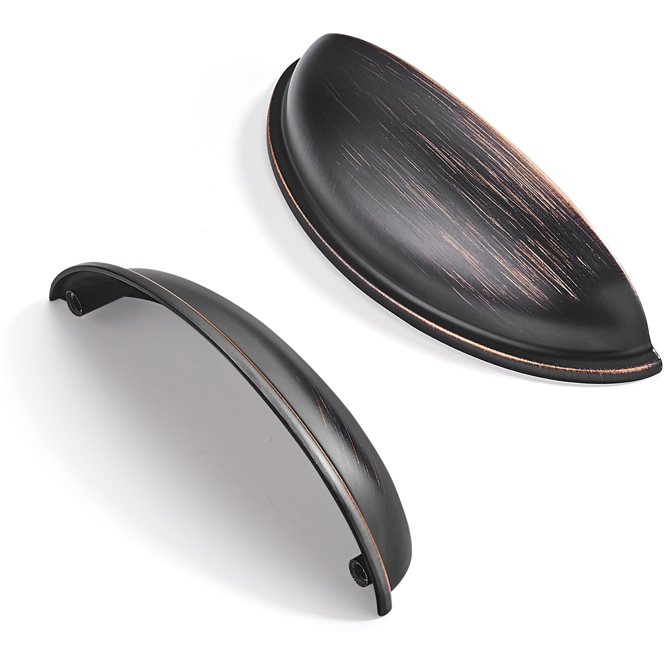 Cabdm 2 Pack 4"" Drawer Pulls Oil Rubbed Bronze Cabinet Cup Pulls Kitchen Hardware Cabinet Handles Drawer Handles Knobs 4 Inch (102Mm) Center To Center