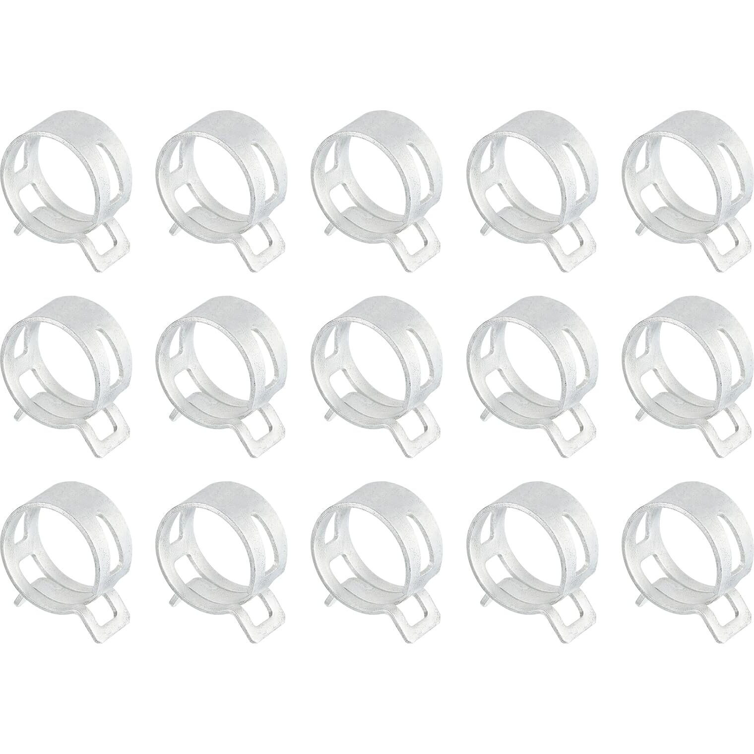 Uxcell 15Pcs Spring Band Type Action Fuel/Silicone Vacuum Hose Pipe Clamp, 20Mm Low-Pressure Air Spring Hose Clip Clamp For Automotive Oil Pipe Water Pipe, Silver