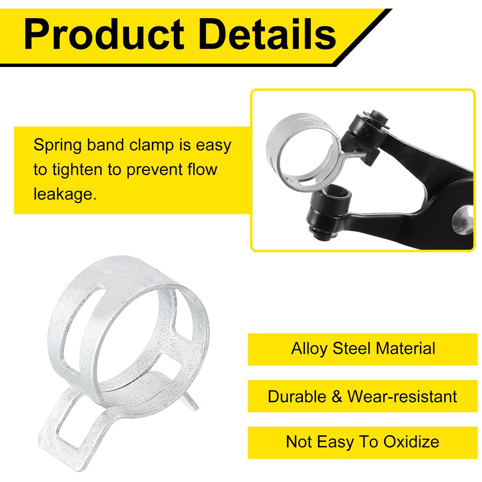 Uxcell 15Pcs Spring Band Type Action Fuel/Silicone Vacuum Hose Pipe Clamp, 17Mm Low-Pressure Air Spring Hose Clip Clamp For Automotive Oil Pipe Water Pipe, Silver
