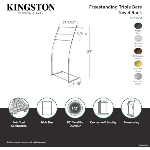 Kingston Brass Scc8255 Pedestal Steel Construction Towel Rack, Oil Rubbed Bronze