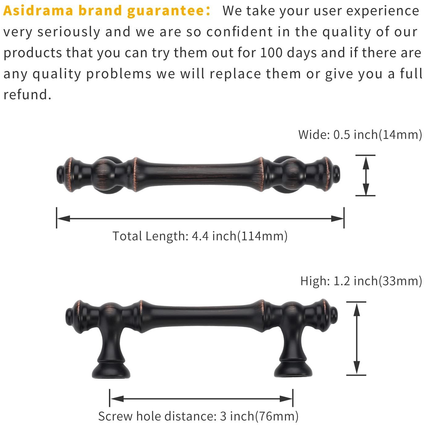 Asidrama 10 Pack 3 Inch(76Mm) Oil-Rubbed Bronze Kitchen Cabinet Handles, Cabinet Pulls Kitchen Cabinet Hardware For Cupboard Drawer Handles Dresser Pulls