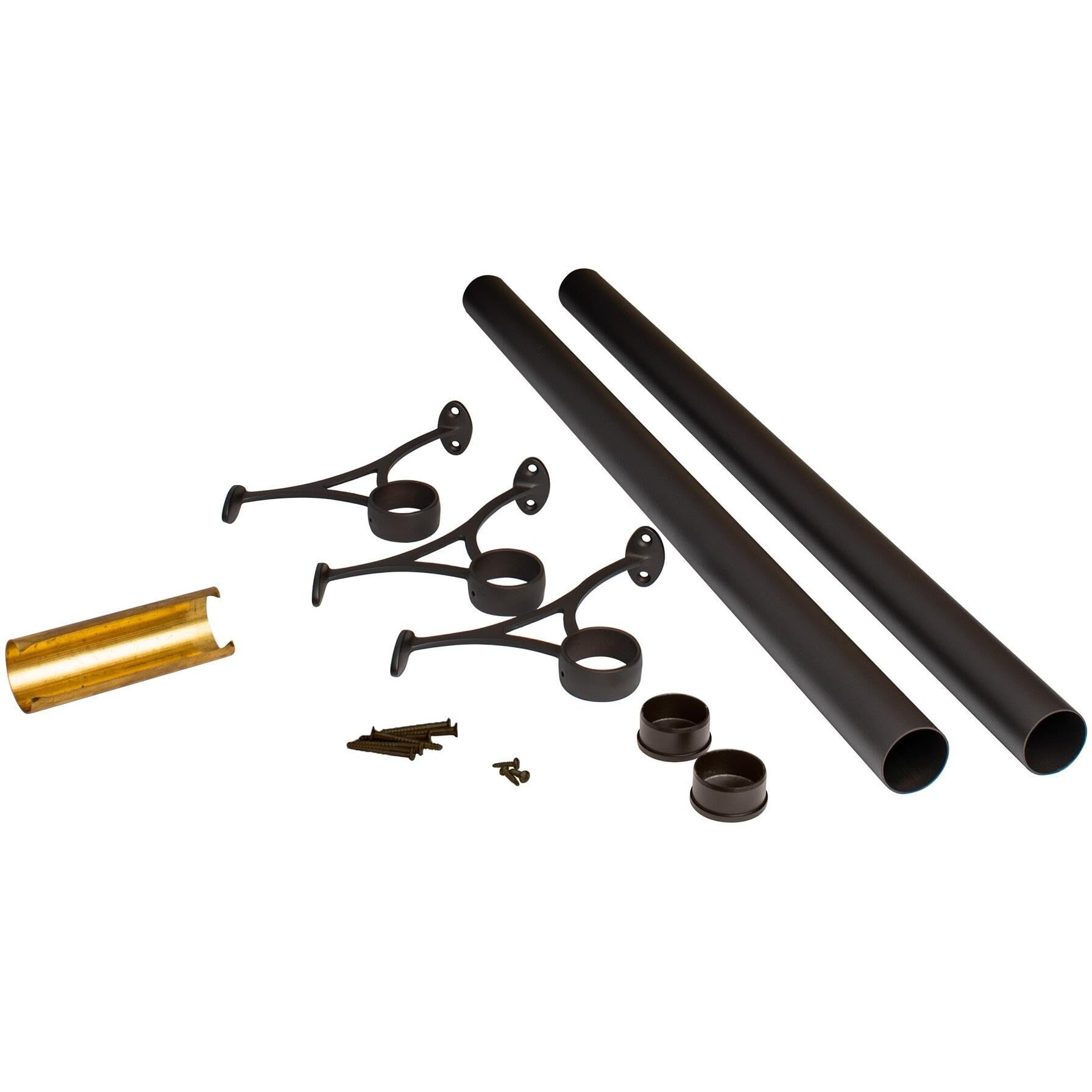 Outwater 8' Bar Foot Rail Kit - Complete Undercounter Mount Hardware And Tubing, Oil Rubbed Bronze Finish