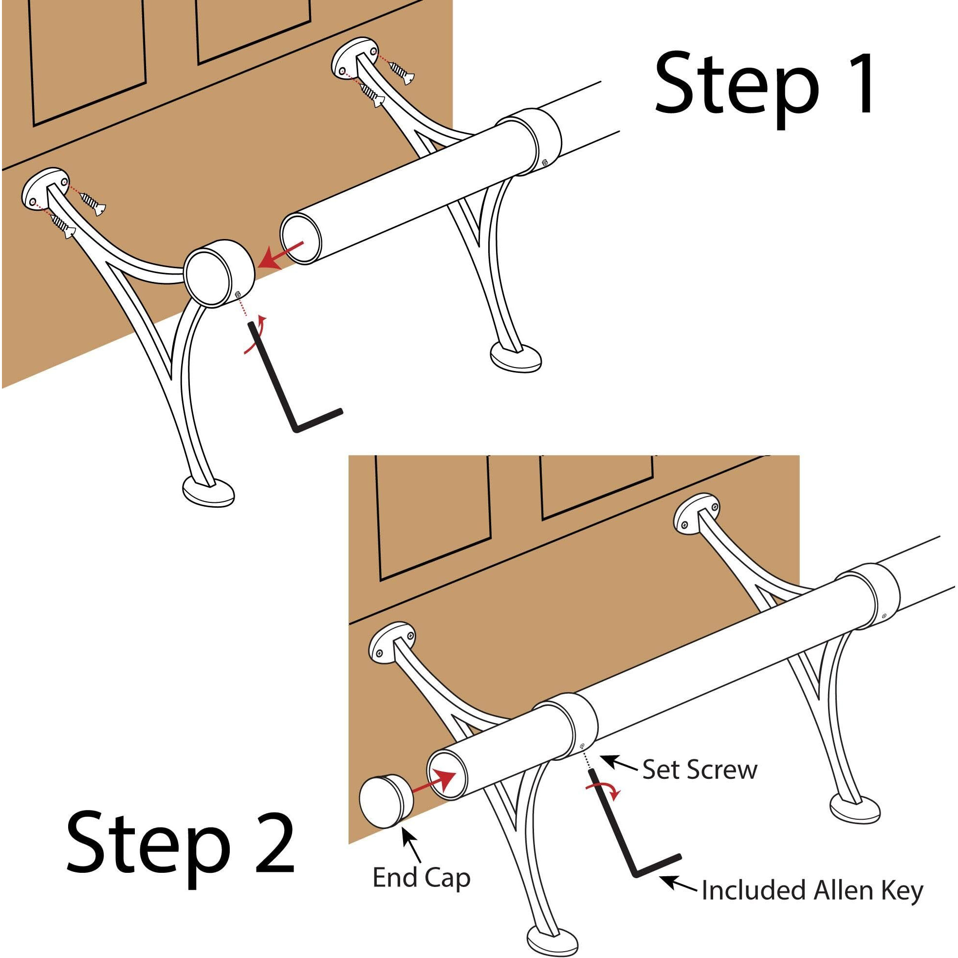 Outwater 8' Bar Foot Rail Kit - Complete Undercounter Mount Hardware And Tubing, Oil Rubbed Bronze Finish