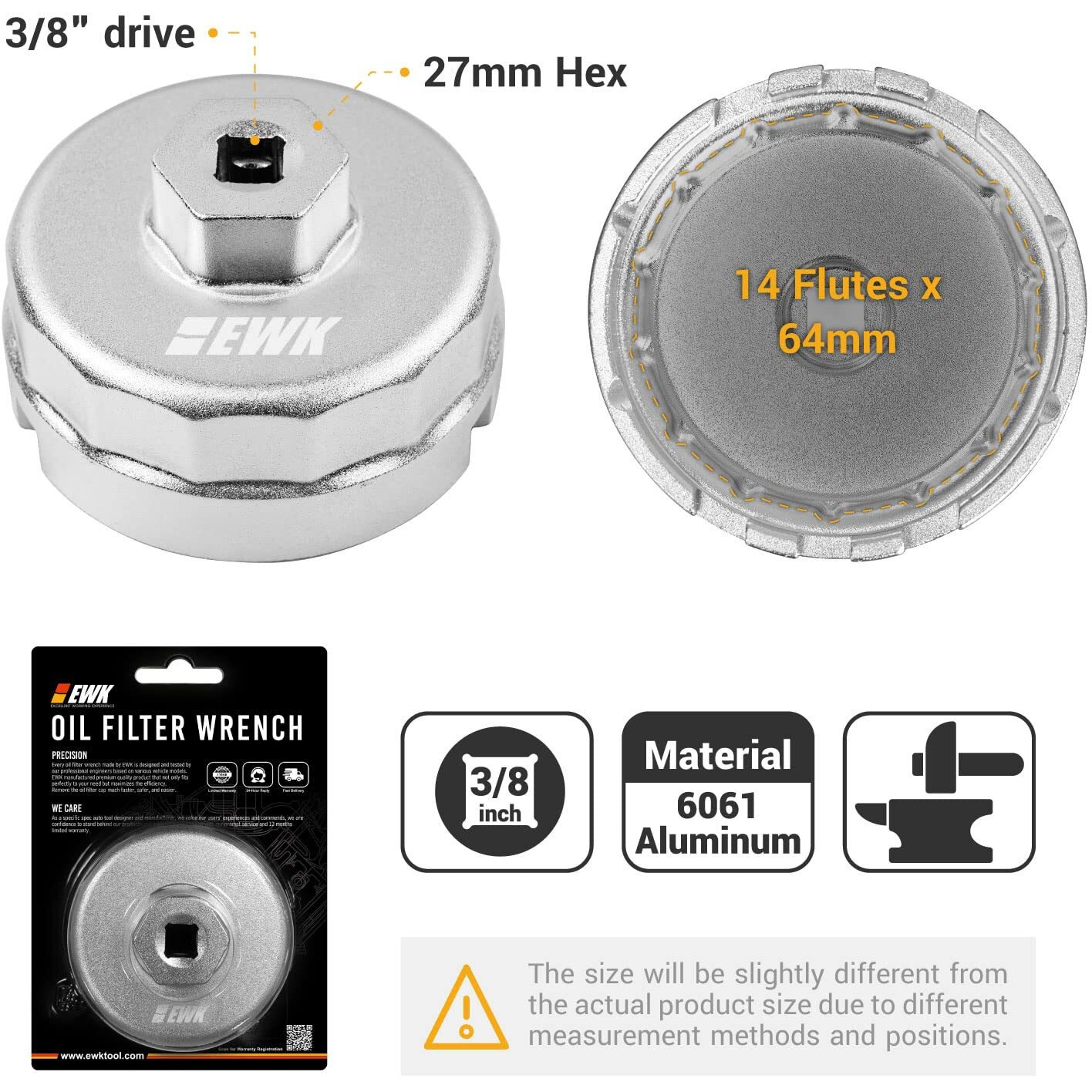 Ewk 64Mm 14 Flutes Forged Oil Filter Removal Wrench For 2008-2018 1.8L Toyota Corolla, Prius/Lexus Ct200H/ Scion