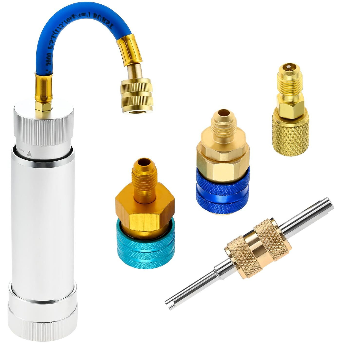 Surieen R1234Yf/R134A Ac Oil Injector Kit, Hvac Dye Oil Injector With R1234Yf&R134A Low Side Quick Couplers & 1/4"" Sae Connector, Ac Dye Injector Tool Set, For A/C & Hvac Refrigerant System