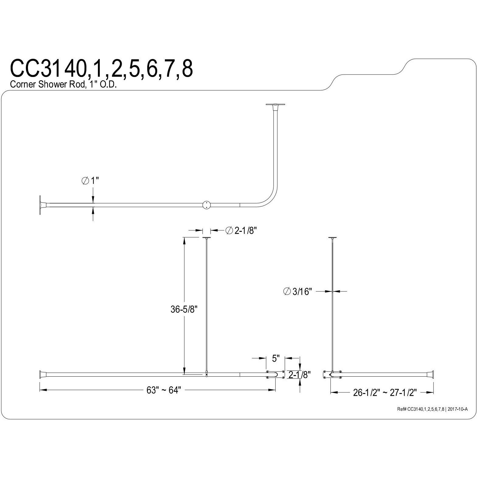 Kingston Brass Cc3145 Corner Shower Rod, Oil Rubbed Bronze