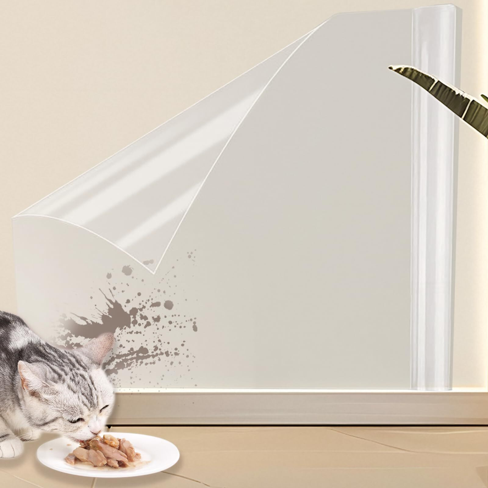 Wall Protector Clear Contact Paper Electrostatic Absorption Wall Protective Film Removable Walls Covering Oil Proof Waterproof Back Splash Protectors Wallpaper For Trash Can Chair Cat Dog Stove