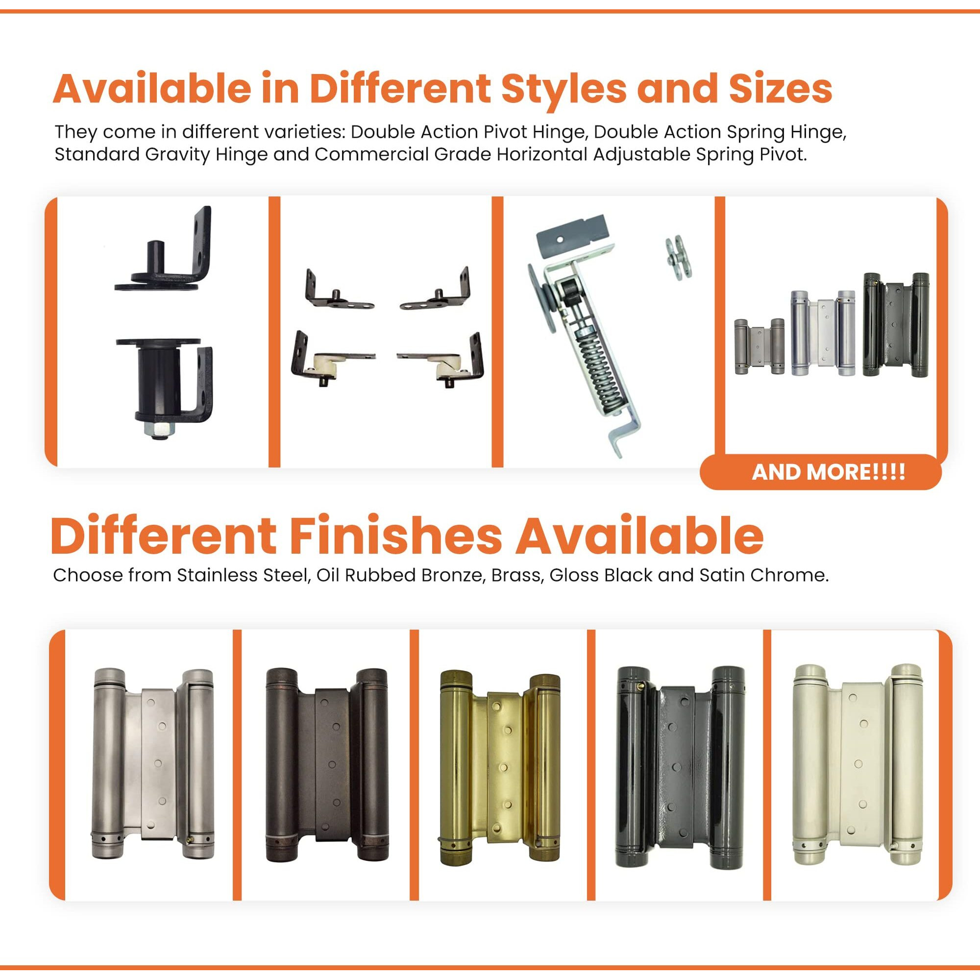 Double Action Spring Hinge For Saloon Or Cafe Doors (Gloss Black, Satin Chrome, Oil Rubbed Bronze And Brass) (Oil Rubbed Bronze, 5"" Double Action Spring Hinge, Qty-1)