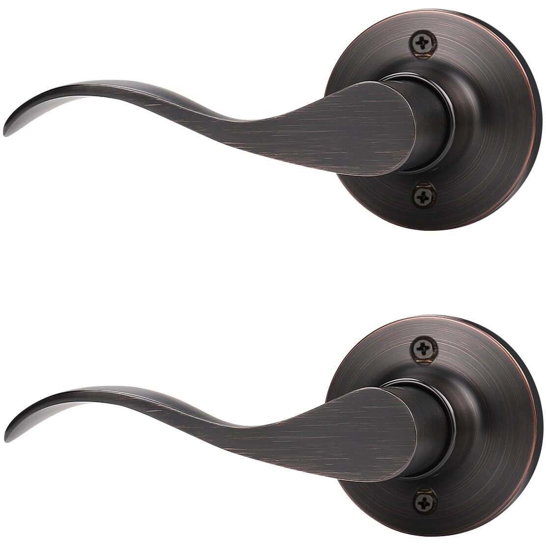 Mengico 2 Pack Single Sided Dummy Door Handle, Oil Rubbed Bronze Interior Door Lever, Left Handled Dummy Knobs For Closet, Non-Turning Interior Push/Pull Door Knob