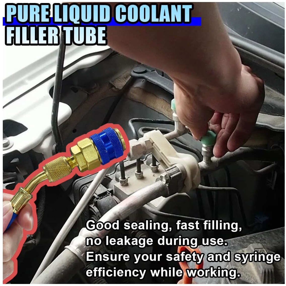 Duscoke Ac Oil And Dye Injector Kit, 30Ml/1 Oz Hand Push Hvac Compressor With Quick Coupler 1/4"" Sae Connector, Manual Car Oil Dye Injector Refrigerant Tool For Air Conditioning System