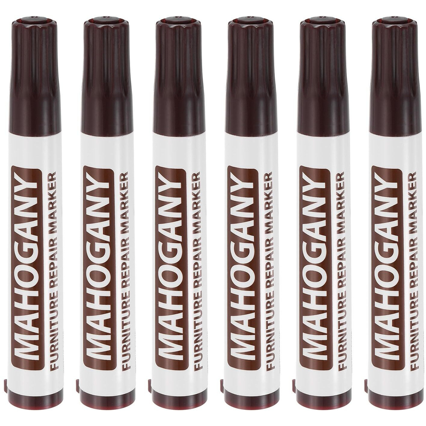 Uxcell Furniture Repair Wood Markers, 6 Pcs Mahogany Touch Up Filler Sticks, Oil Based Paint Markers For Scratches, Wood Floors, Tables, Cabinet, Carpenters, Cover Ups