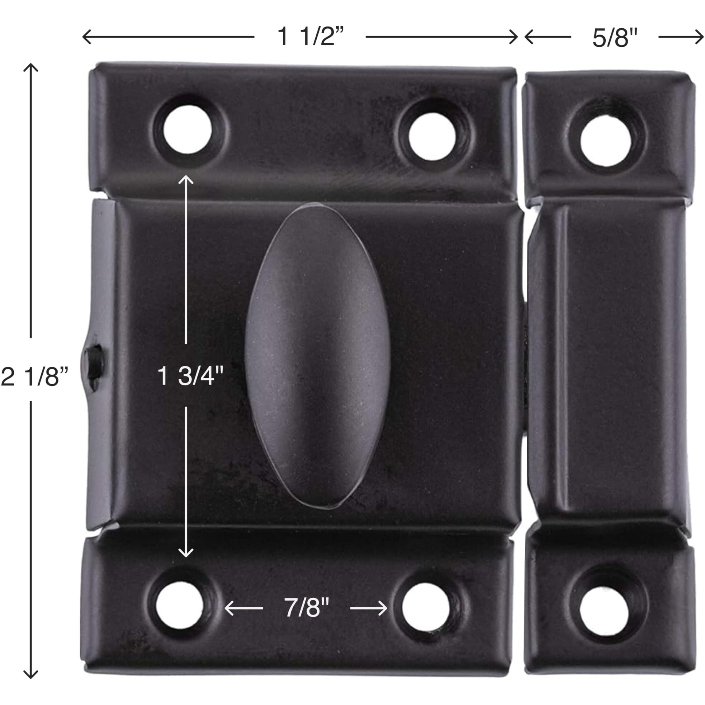 Small Stamped Oil Rubbed Bronze Cabinet Door Latch - 1 7/8""    1 7/8"" - Pack Of 2 - Spring Loaded Cupboard Door Latch With Oval Turn - Vintage Cabinet Hardware | Ua-141-Lob (2)