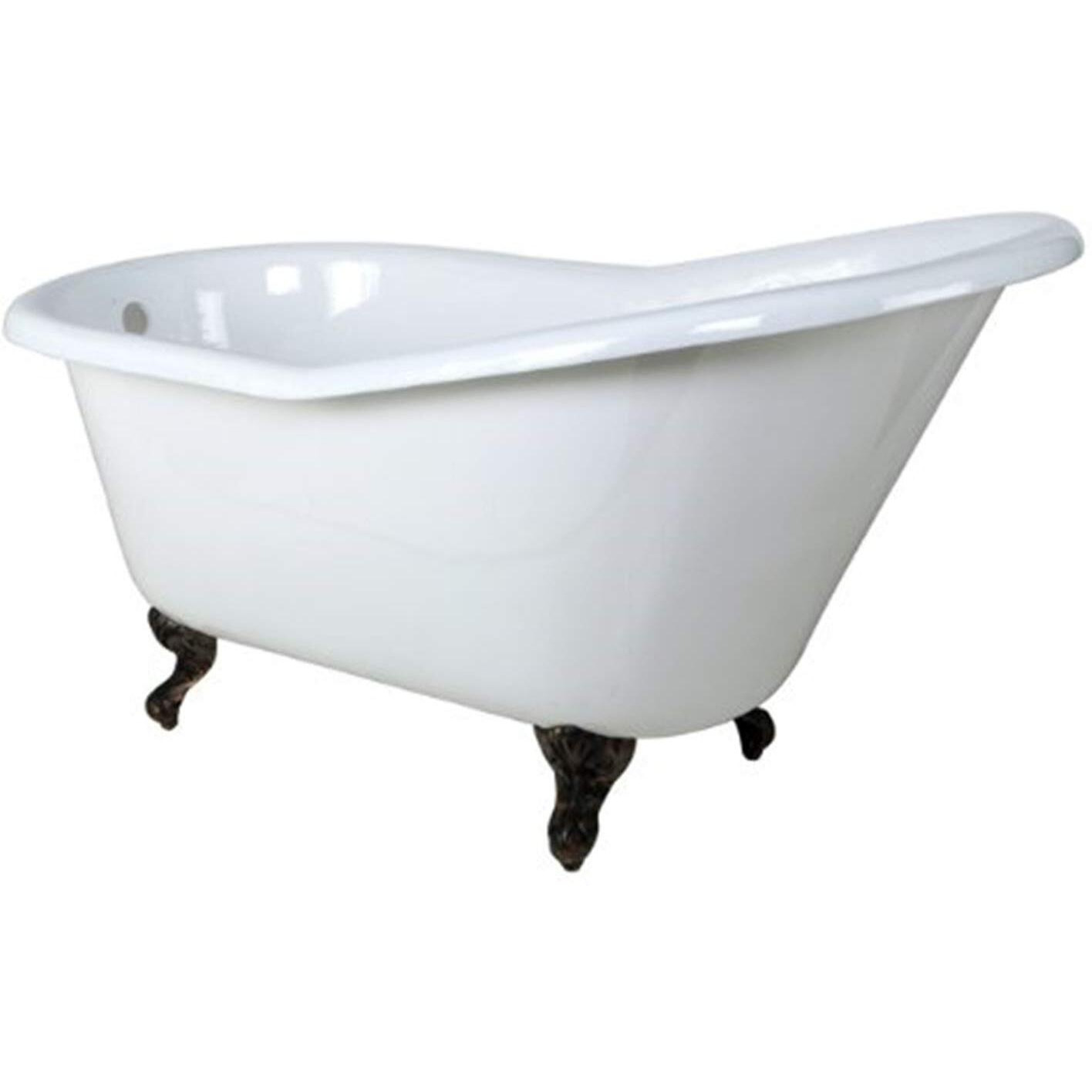 Kingston Brass Aqua Eden Vctnd6030Nt5 Cast Iron Slipper Clawfoot Bathtub With Oil Rubbed Bronze Feet Without Faucet Drillings, 60-Inch, White