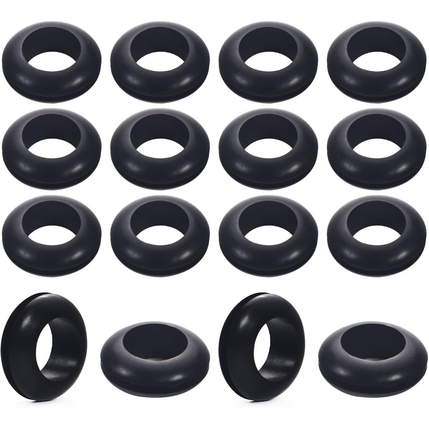 Fielect 100Pcs Rubber Grommets 14Mm Inner Dia Oil Resistant Armature Rubber Grommet For Wiring, Black