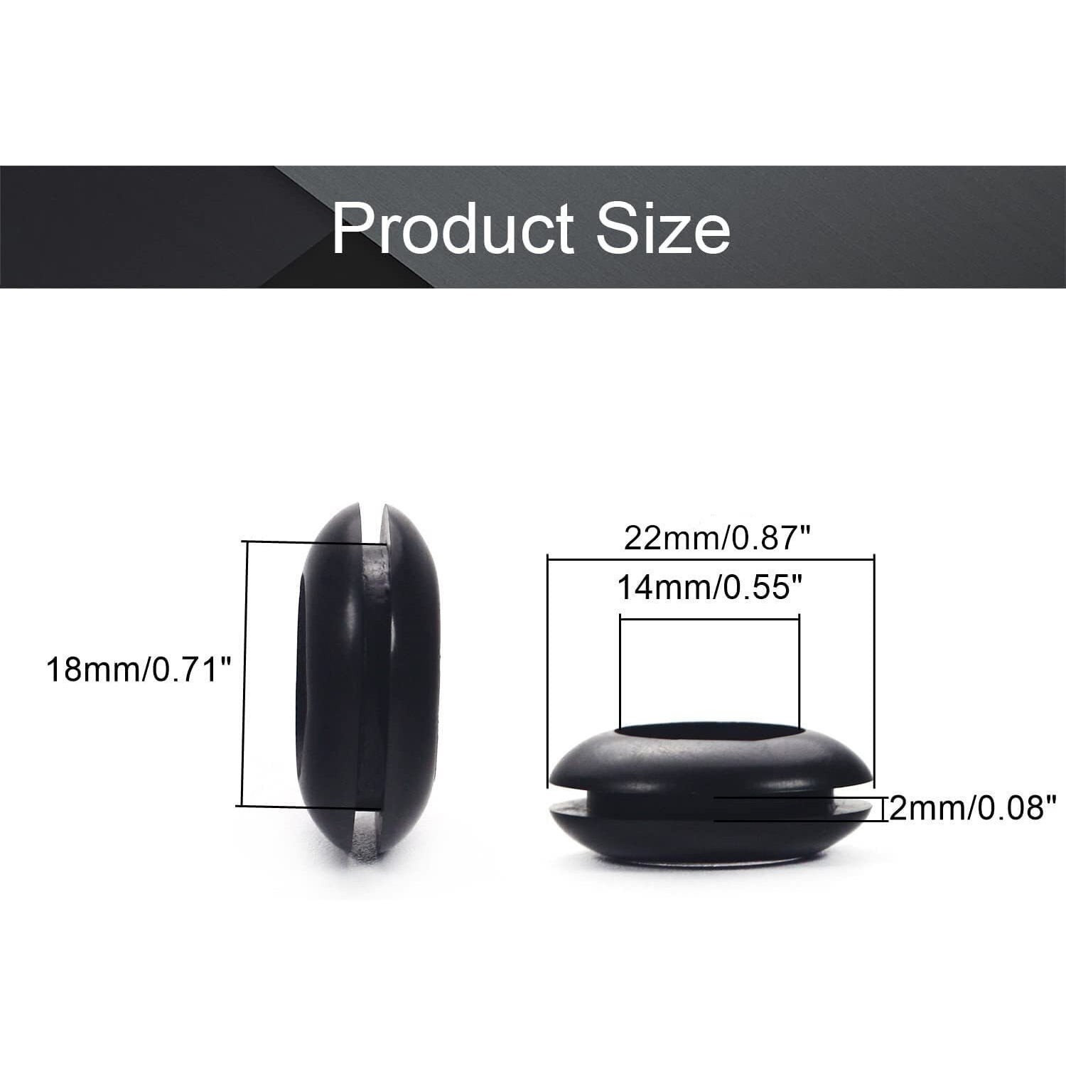 Fielect 100Pcs Rubber Grommets 14Mm Inner Dia Oil Resistant Armature Rubber Grommet For Wiring, Black
