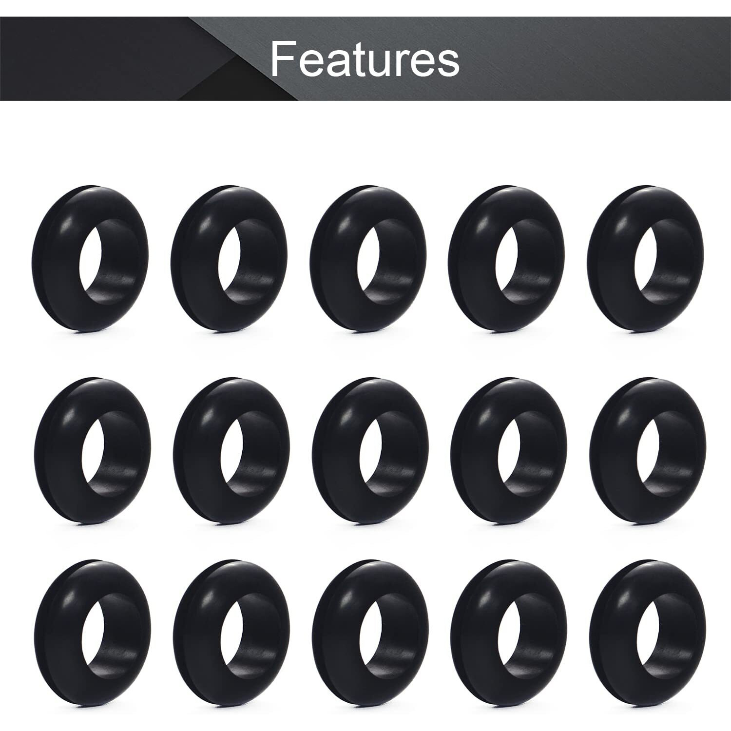 Fielect 100Pcs Rubber Grommets 14Mm Inner Dia Oil Resistant Armature Rubber Grommet For Wiring, Black
