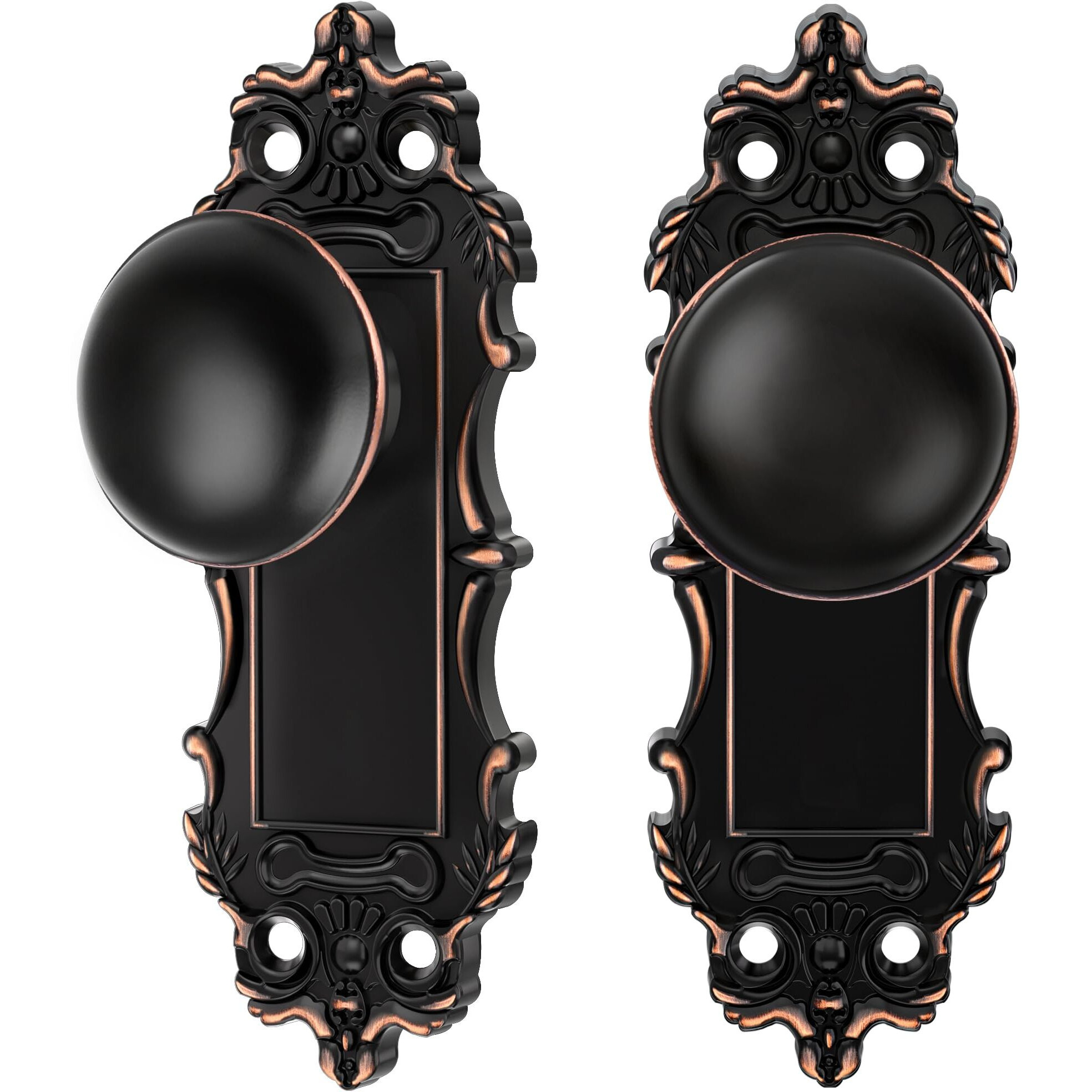 Ceymio Dummy Door Knobs Interior 2 Pack Oil Rubbed Bronze Door Knob Antique Door Handle Vintage Door Pulls For Pantry Door Hallway