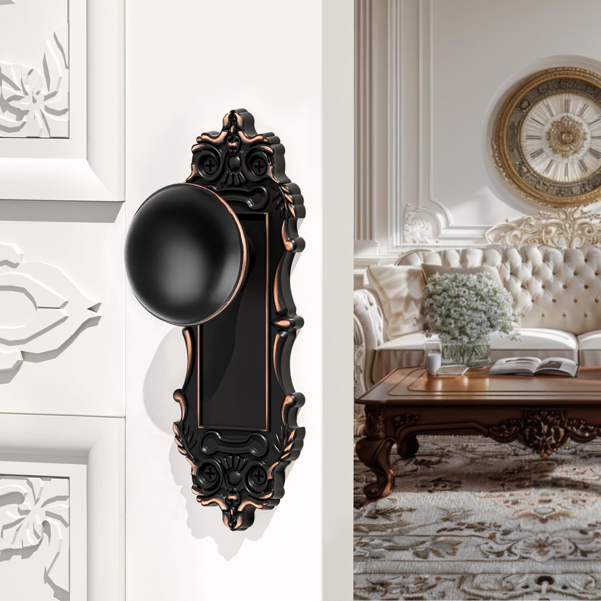 Ceymio Dummy Door Knobs Interior 2 Pack Oil Rubbed Bronze Door Knob Antique Door Handle Vintage Door Pulls For Pantry Door Hallway
