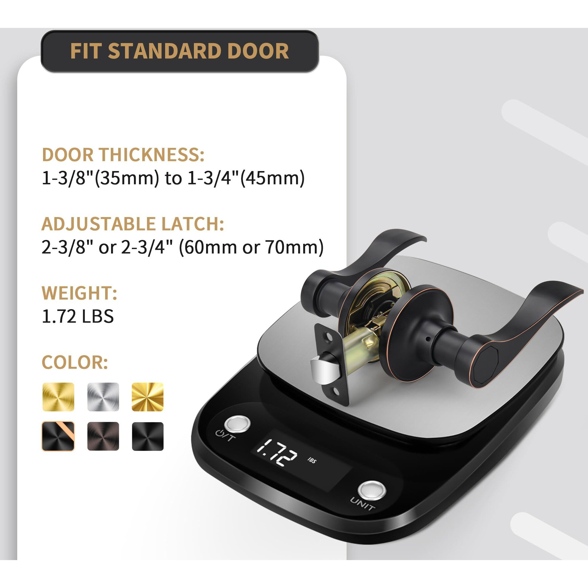Gaurqiah Wave Style Passage Door Handle Without Keys, 1 Pack Non-Locking Door Lever For Hallway/Closet In Oil Rubbed Bronze Red Edge Finish, No Lock Reversible Lever For Left/Right Doors