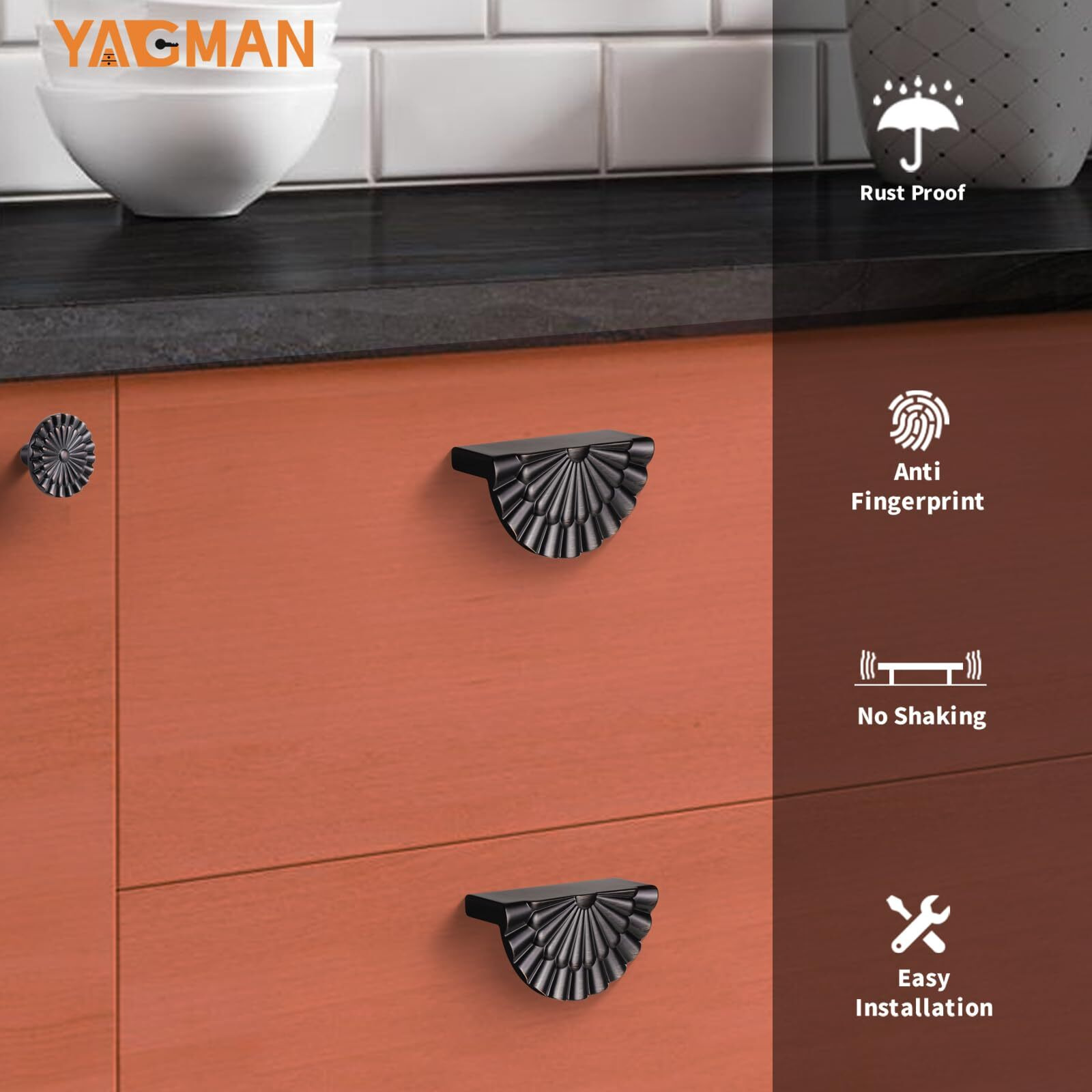Yagman Oil Rubbed Bronze Cabinet Pulls 10 Pack 3 Inch Modern Drawer Handles Kitchen Cupboard Half Moon Bathroom Dresser Sunflower Cup Pull Sh-Orb76-10