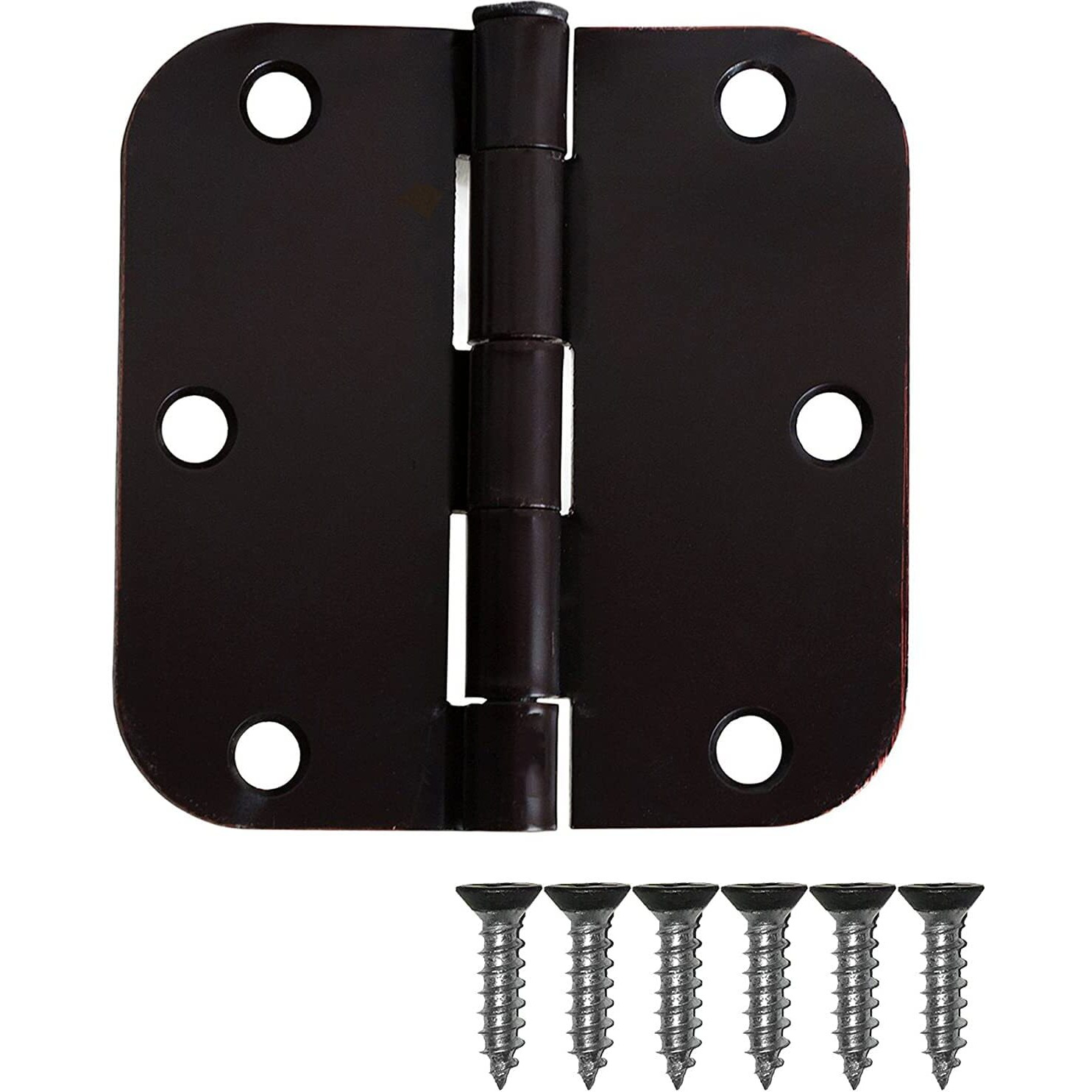 Ilyapa 48 Pack Oil Rubbed Bronze Door Hinges - 3.5 X 3.5 Inch Interior Door Hinges - 3 1/2 Inches, With 5/8 Inch Radius Corners
