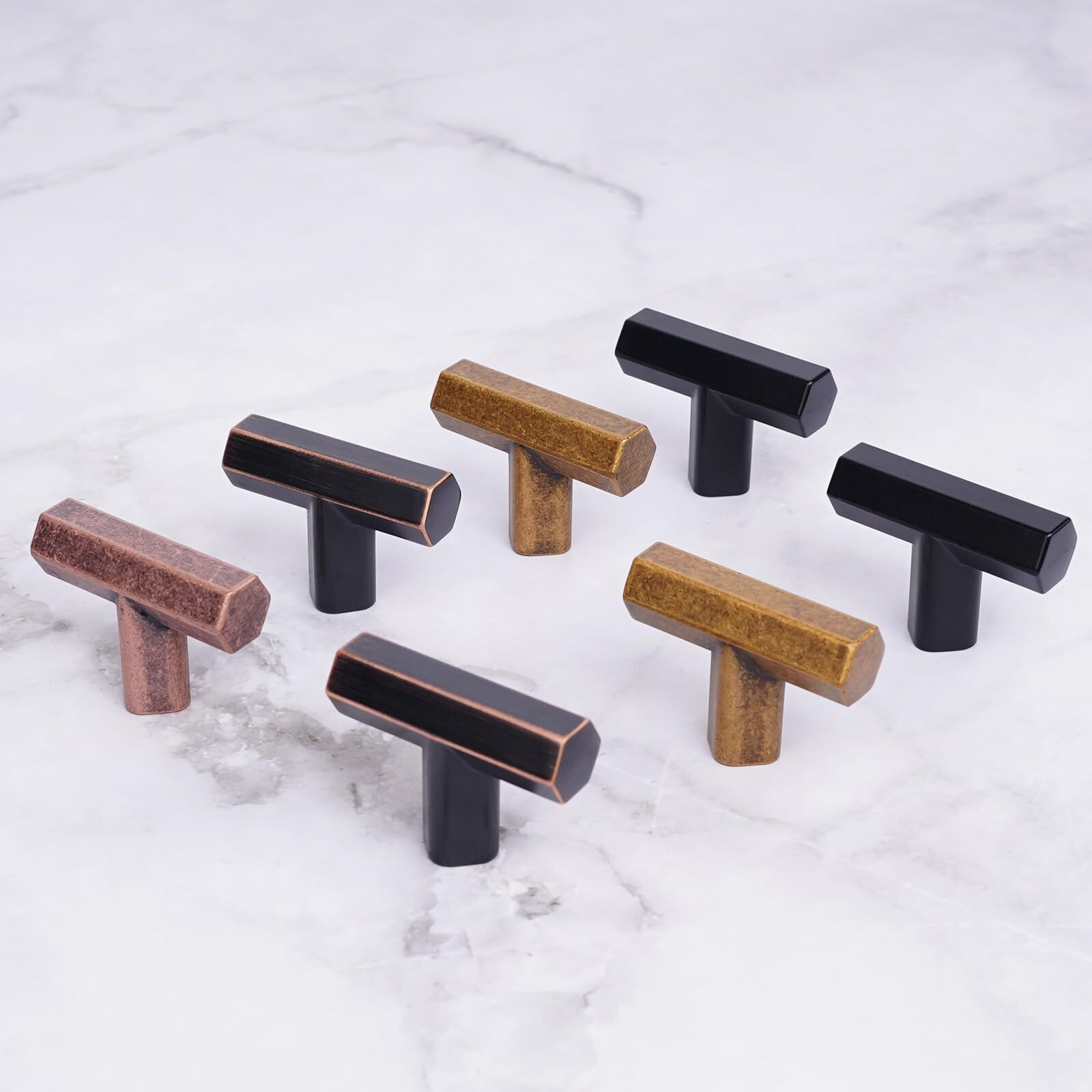 Xlroaafs 10 Pack Oil Rubbed Bronze Kitchen Cabinet Knobs,T Bar 1.65"" Zinc Alloy Antique Bronze Knobs For Cabinets And Dresser Drawers,Bronze Drawer Pulls