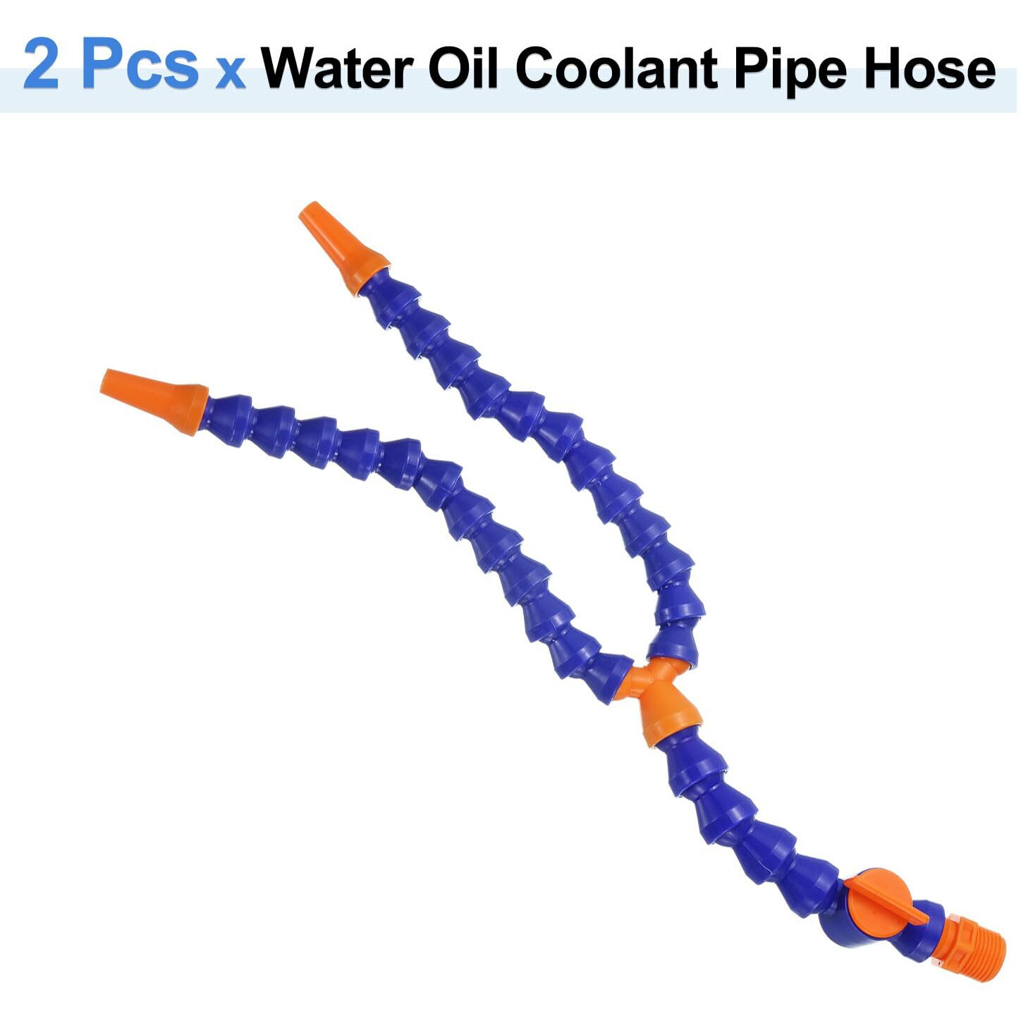 Uxcell 2Pcs G1/2"" Thread Flexible Water Oil Coolant Pipe Hose, 400Mm Plastic Adjustable Round Nozzle Y Shape Cooling Pipe Hose With Switch For Lathe Cnc Water Cooling System