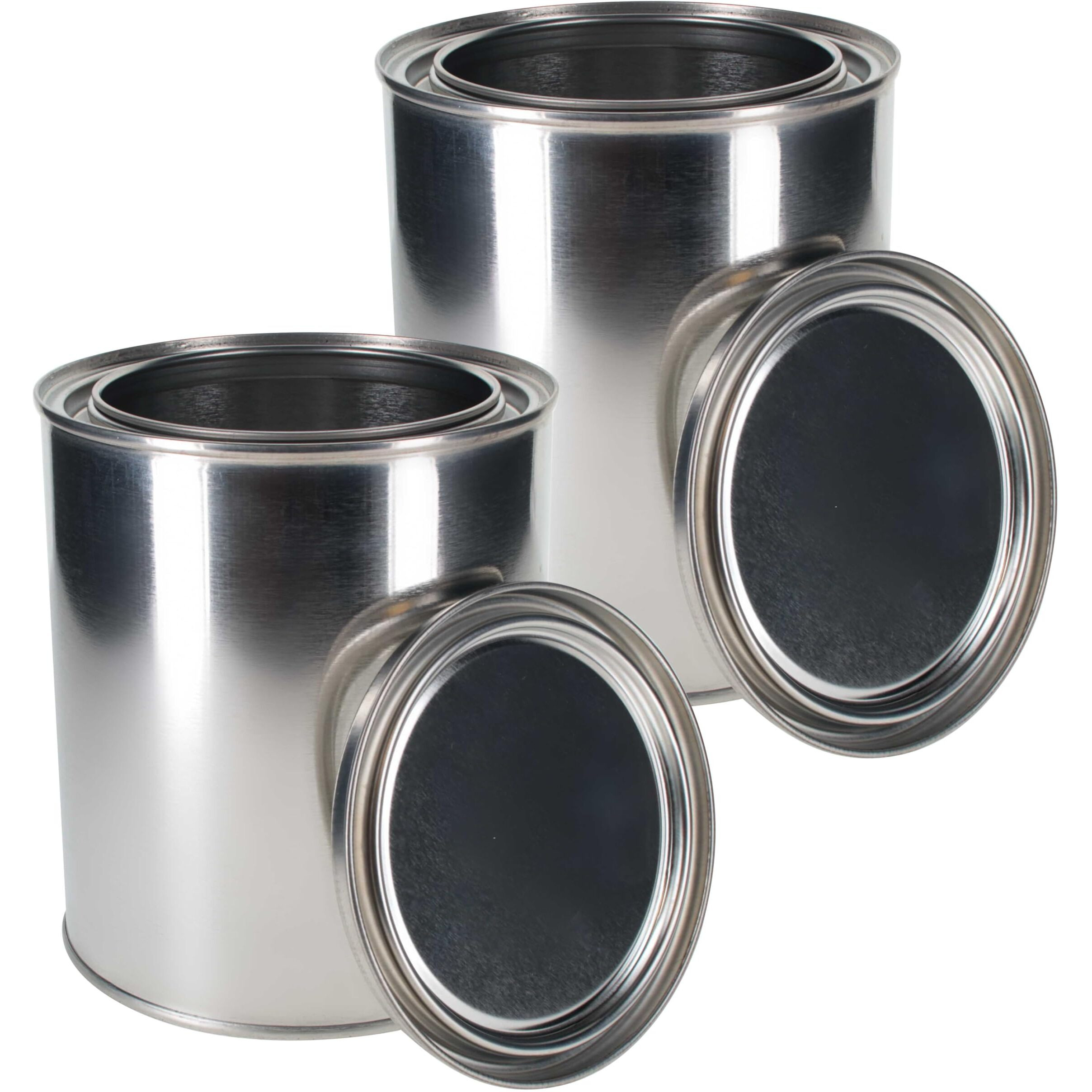 Master Elite 1 Quart Unlined Empty Metal Paint Can Bucket With Lids, Pack Of 2 - Triple Tight Lid Seal, 32 Fl. Oz. Steel Coating Storage Container Tin - Store Leftover Oil-Based Paint, Automotive, Art