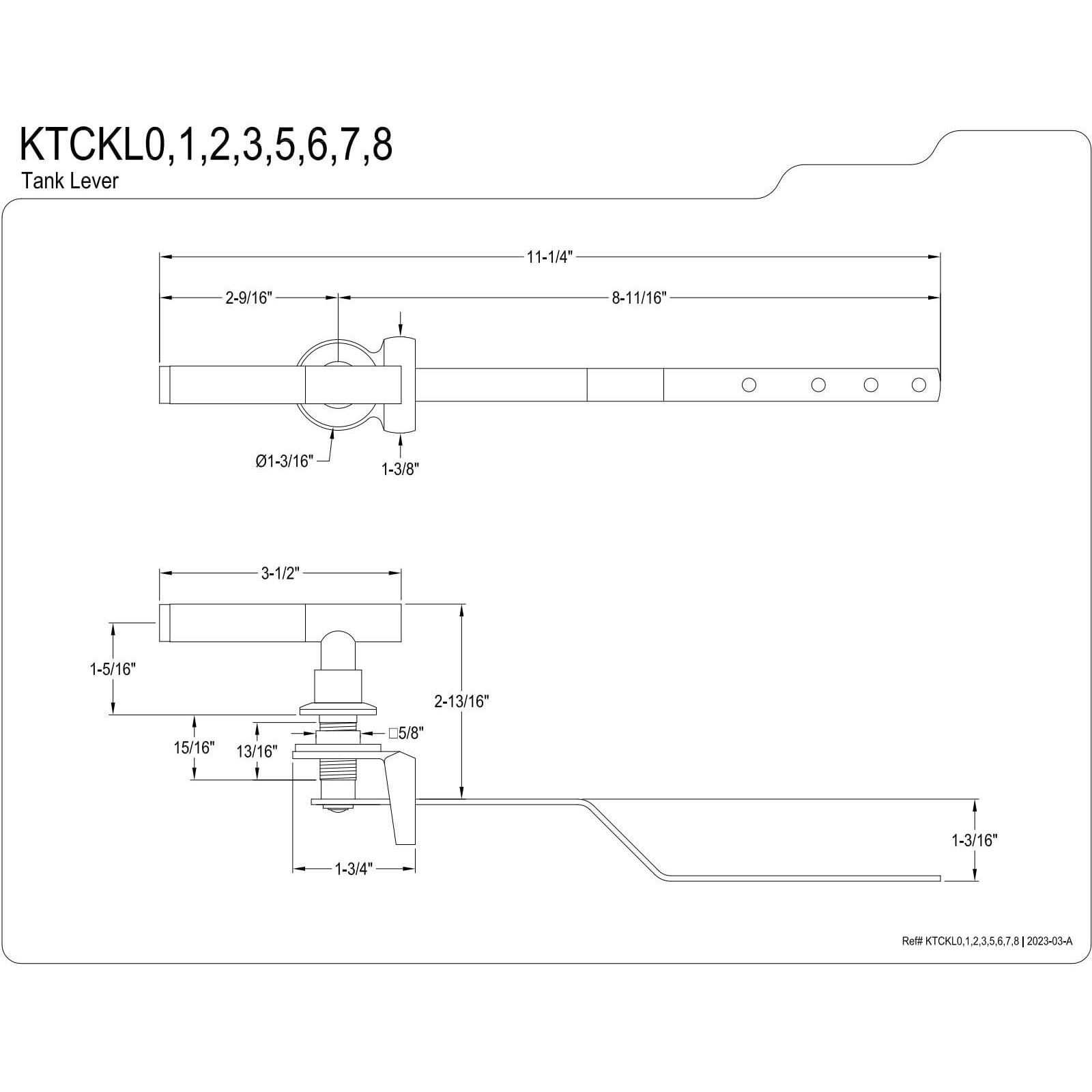 Kingston Brass Ktckl5 Kaiser Front Mount Toilet Tank Lever, Oil Rubbed Bronze