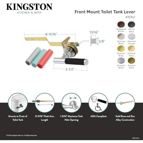 Kingston Brass Ktckl5 Kaiser Front Mount Toilet Tank Lever, Oil Rubbed Bronze