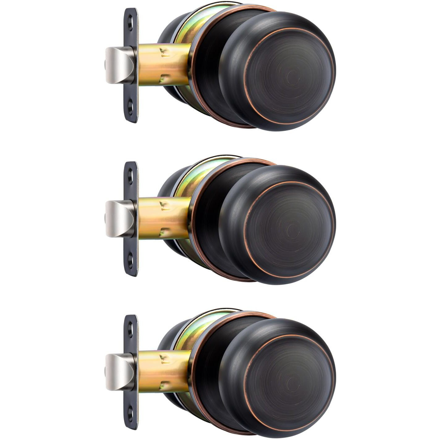 Goldenwarm 3 Pack Oil Rubbed Bronze Passage Door Knobs Interior Door Lock For Hallway And Closet No Locking Keyless Closet Door Knobs