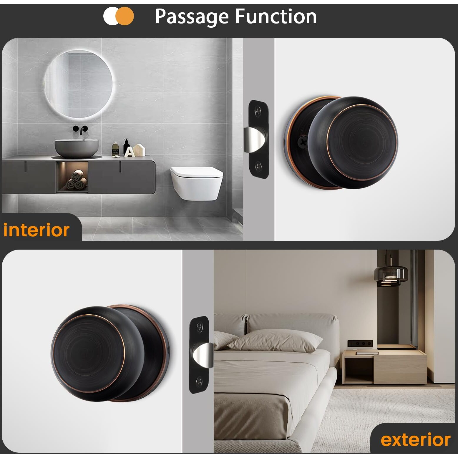 Goldenwarm 3 Pack Oil Rubbed Bronze Passage Door Knobs Interior Door Lock For Hallway And Closet No Locking Keyless Closet Door Knobs