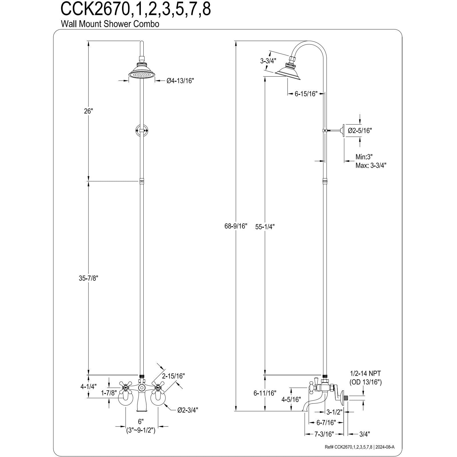 Kingston Brass Cck2675 Vintage/Aqua Eden Shower Combination, Oil Rubbed Bronze
