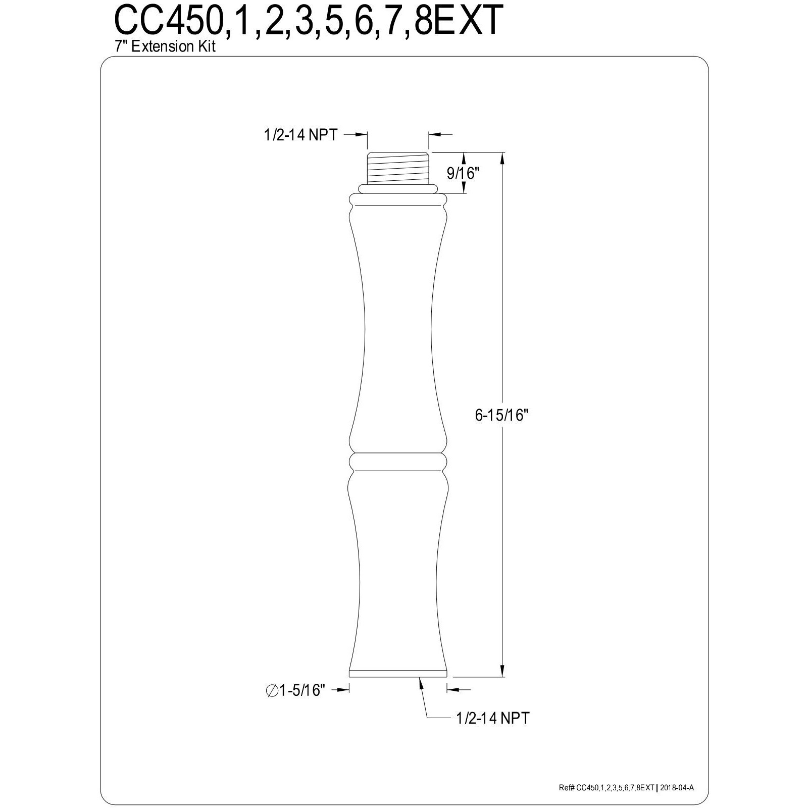 Kingston Brass Cc455Ext Vintage Extension Kit For Cc455 Series, 7-Inch, Oil Rubbed Bronze